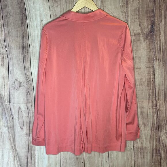 Soft Surroundings Women's Size Large Thelma Tencel Shirt Coral Pink Button Up - Picture 10 of 10
